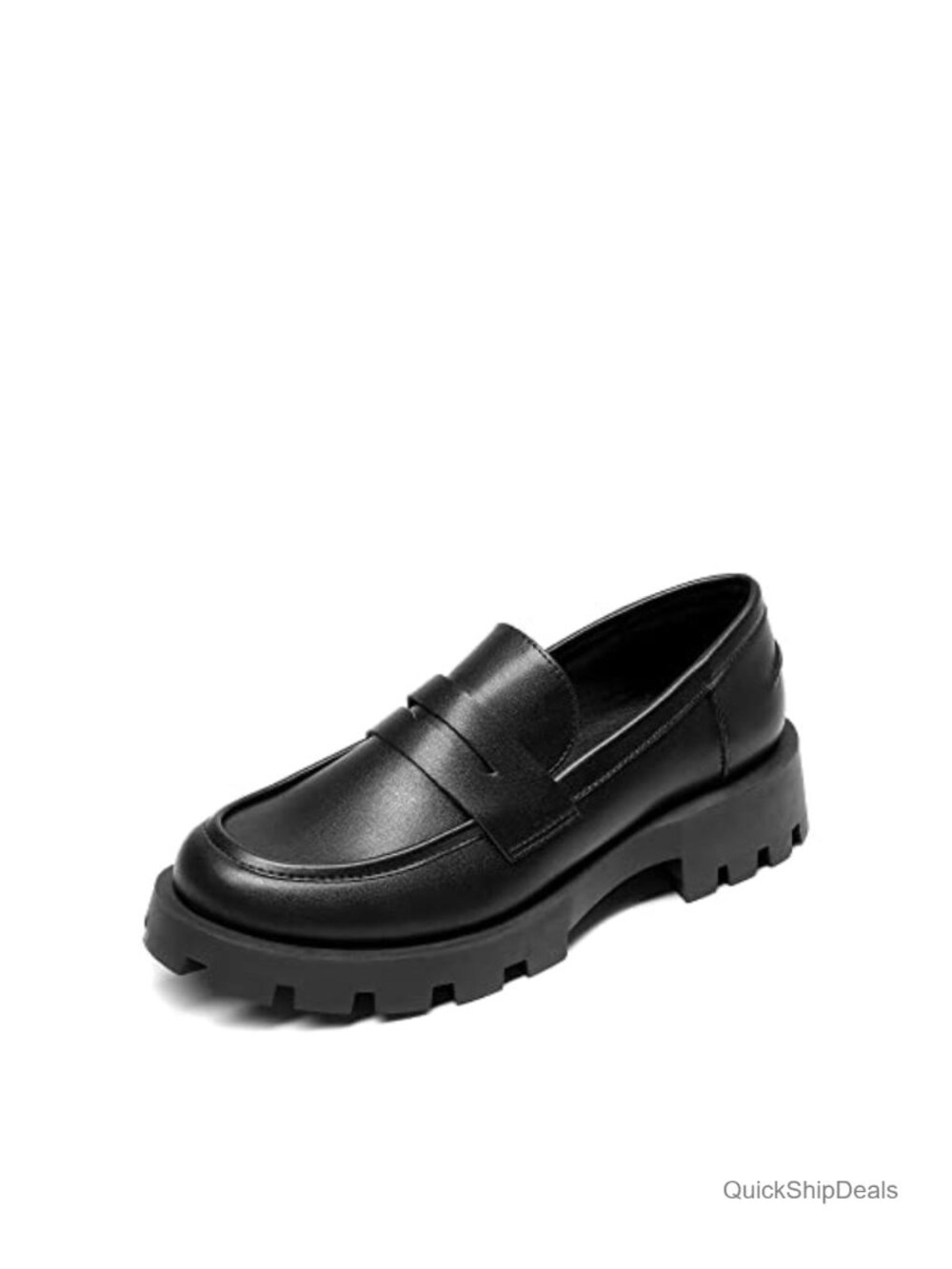 Womens Platform Chunky Penny Loafers Slip-On PU Comfort Casual
